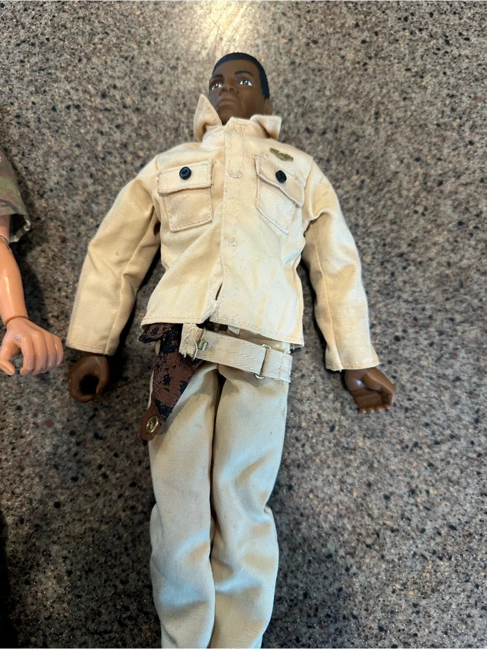 2 Vintage Action Figures with Military Uniforms - Camouflage & Khaki